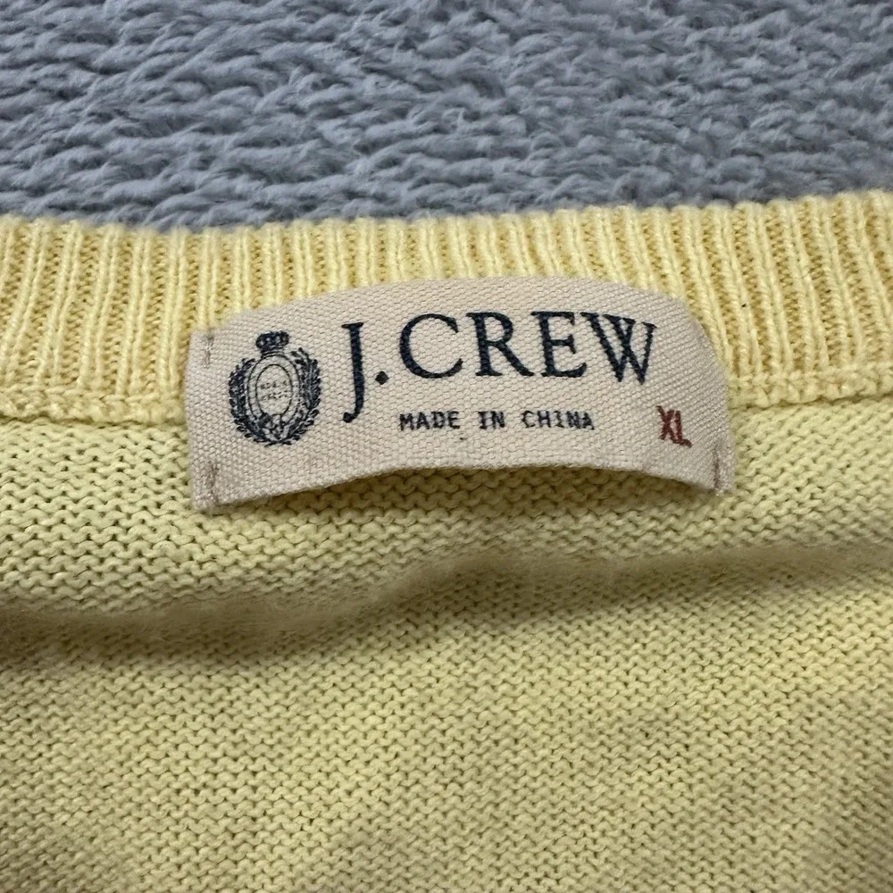 Vintage J. CREW VNeck Sweater Pullover Unisex XL Yellow Cashmere Blend Formal